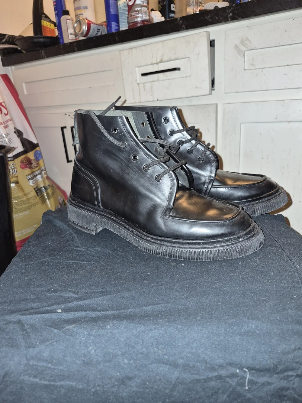 Men's Black Leather Lace-Up Ankle Boots